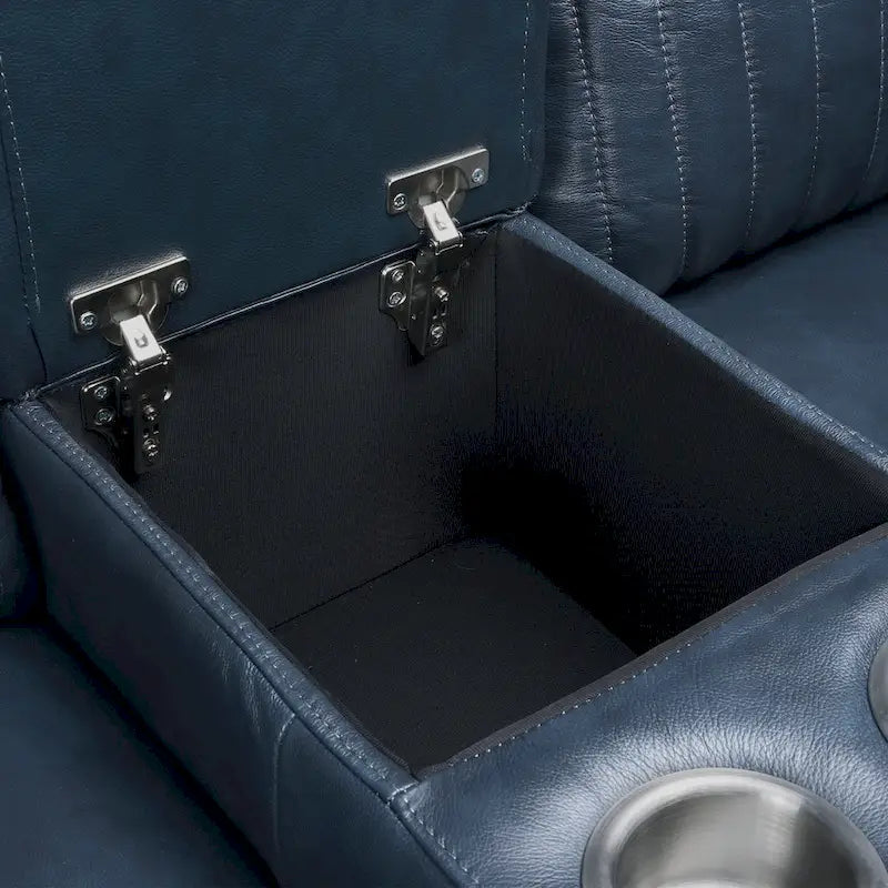 Genuine Leather Power Recliner Sectional Sofa with Ajustable Headrest, Power Lumbar, USB&USB-C Port