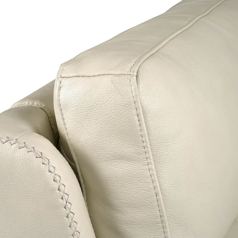 Genuine Leather Power Recliner Sectional Sofa with Ajustable Headrest, Power Lumbar, USB&USB-C Port