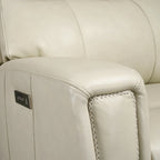 Genuine Leather Power Recliner Sectional Sofa with Ajustable Headrest, Power Lumbar, USB&USB-C Port