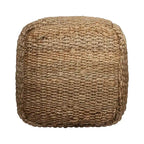 HomeRoots 18 Natural Jute Woven Blend Cube Pouf Ottoman