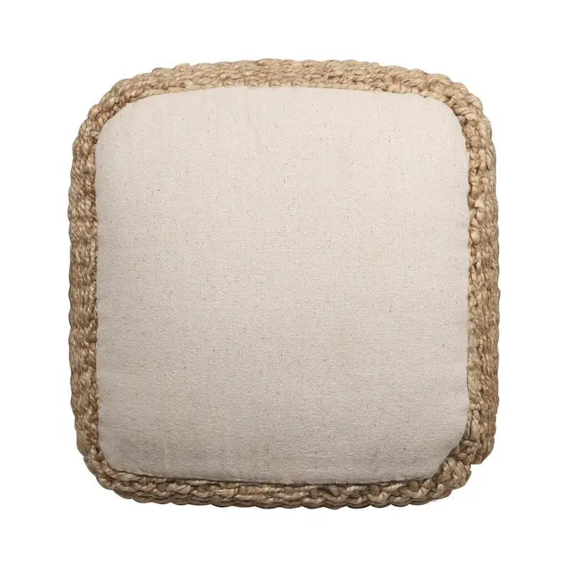 HomeRoots 18 Natural Jute Woven Blend Cube Pouf Ottoman