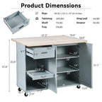 Rolling Kitchen Island w/ Foldable Counter Top,Towel Rack and Drawer
