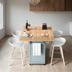 Rolling Kitchen Island w/ Foldable Counter Top,Towel Rack and Drawer