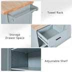 Rolling Kitchen Island w/ Foldable Counter Top,Towel Rack and Drawer