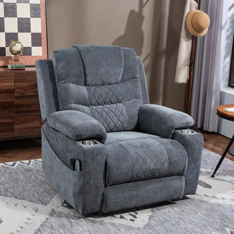 Overstuffed Chenille Power Lift Recliner With Extended Footrest,lift Assist,heat/message,ubs/type C Charging & Storage