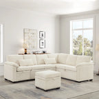 97 Chenille L-Shaped Sleeper Sectional Sofa with Storage Ottoman