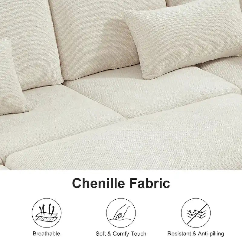 97 Chenille L-Shaped Sleeper Sectional Sofa with Storage Ottoman
