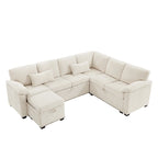 97 Chenille L-Shaped Sleeper Sectional Sofa with Storage Ottoman