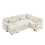 97 Chenille L-Shaped Sleeper Sectional Sofa with Storage Ottoman
