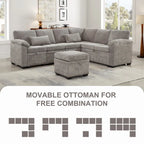 97 Chenille L-Shaped Sleeper Sectional Sofa with Storage Ottoman