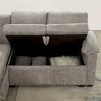 97 Chenille L-Shaped Sleeper Sectional Sofa with Storage Ottoman
