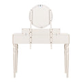 Luxury Vanity Desk with Round Mirror,Height-Adjustable, Stylish Dressing Table Set, 4 Drawers & Stool