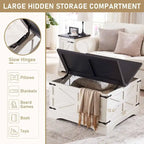 Farmhouse Coffee Table, Square Wood Center Table for Living Room