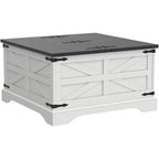 Farmhouse Coffee Table, Square Wood Center Table for Living Room