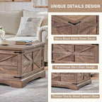 Farmhouse Coffee Table, Square Wood Center Table for Living Room