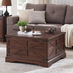 Farmhouse Coffee Table, Square Wood Center Table for Living Room