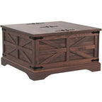 Farmhouse Coffee Table, Square Wood Center Table for Living Room