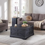 Farmhouse Coffee Table, Square Wood Center Table for Living Room