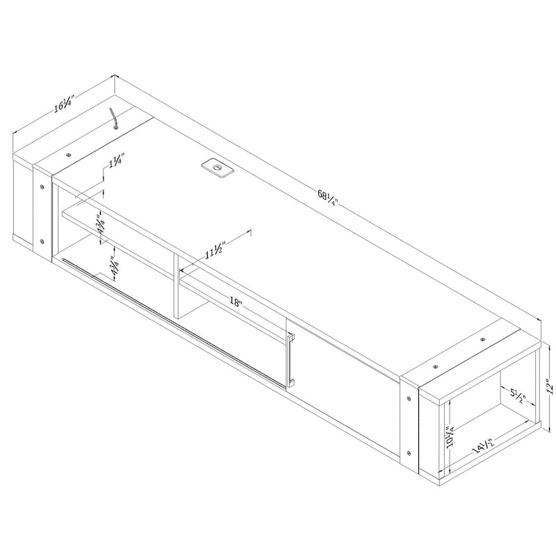 South Shore Munich 68 Wall Mounted Media Console - 68-Inch