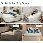 WOWMAX 60 Chaise Lounge Chair, Oversized Chaise Lounge Sofa Soft Short Plush Couch Sofa Bed Sleeper Chair with 2 Throw Pillows