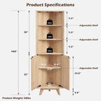 Natural Rattan Corner Cabinet, Modern Corner Bathroom Storage Cabinet