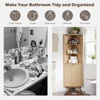 Natural Rattan Corner Cabinet, Modern Corner Bathroom Storage Cabinet