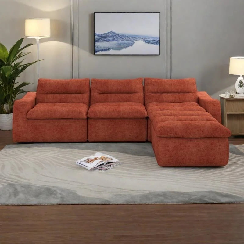 116.26 Modular Foam L-Shaped Floor Sofa with Free Combination, No-Assembly Design & Ergonomic Support (4/6-Seater Options)
