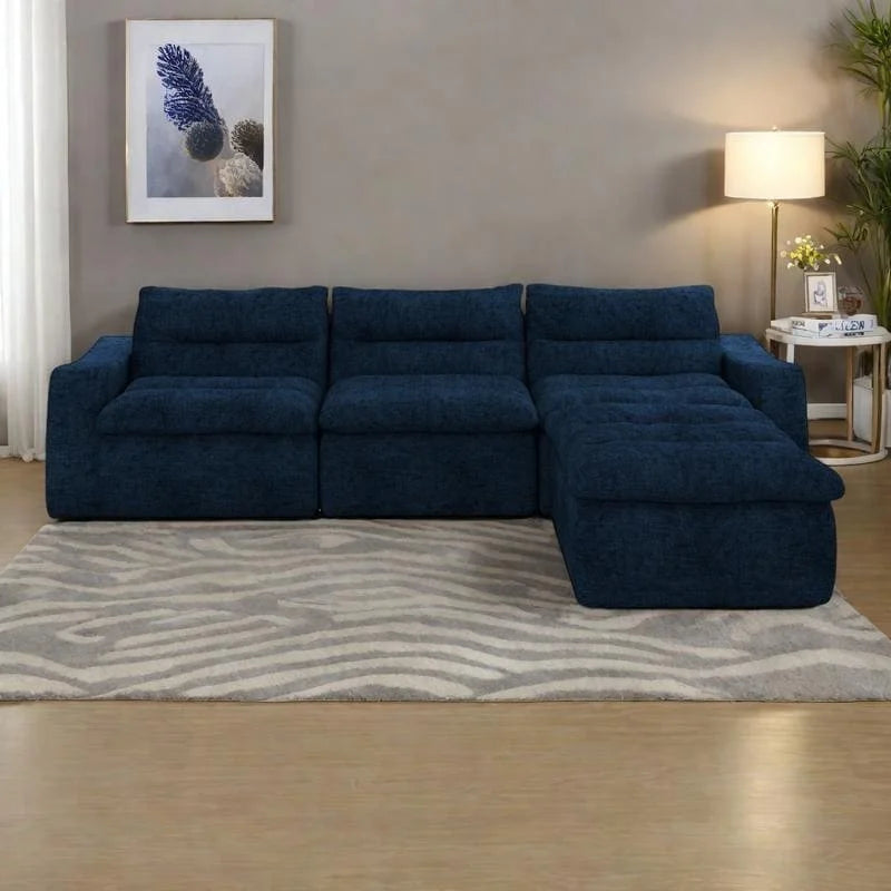 116.26 Modular Foam L-Shaped Floor Sofa with Free Combination, No-Assembly Design & Ergonomic Support (4/6-Seater Options)