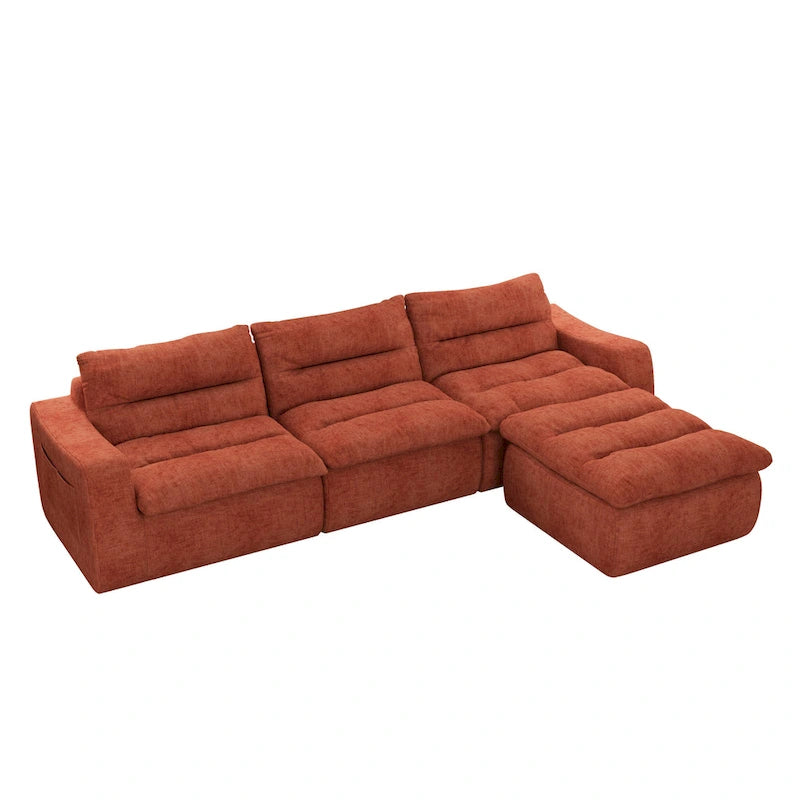 116.26 Modular Foam L-Shaped Floor Sofa with Free Combination, No-Assembly Design & Ergonomic Support (4/6-Seater Options)