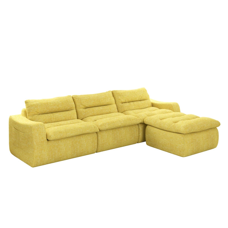 116.26 Modular Foam L-Shaped Floor Sofa with Free Combination, No-Assembly Design & Ergonomic Support (4/6-Seater Options)