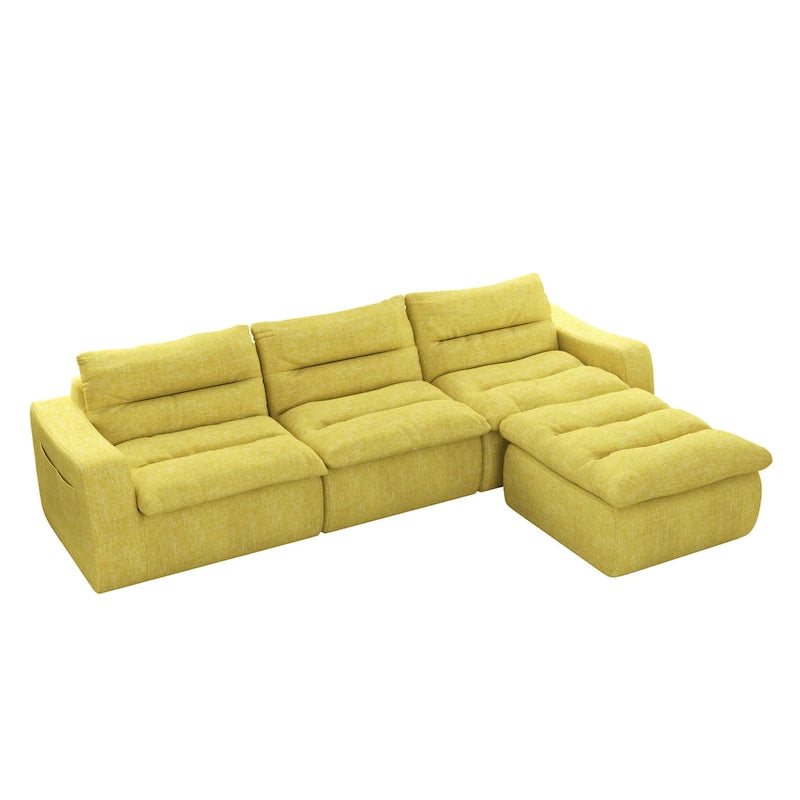 116.26 Modular Foam L-Shaped Floor Sofa with Free Combination, No-Assembly Design & Ergonomic Support (4/6-Seater Options)