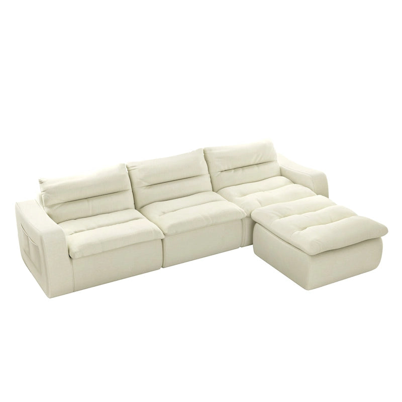116.26 Modular Foam L-Shaped Floor Sofa with Free Combination, No-Assembly Design & Ergonomic Support (4/6-Seater Options)