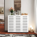 Free Standing Shoe Rack Adjustable Storage Organizer 4 Tier Shoe Rack Shelves, Shoe Cabinet with Louvered Doors