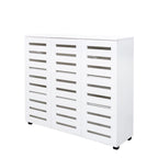Free Standing Shoe Rack Adjustable Storage Organizer 4 Tier Shoe Rack Shelves, Shoe Cabinet with Louvered Doors