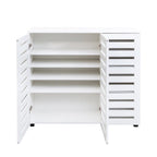 Free Standing Shoe Rack Adjustable Storage Organizer 4 Tier Shoe Rack Shelves, Shoe Cabinet with Louvered Doors