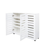 Free Standing Shoe Rack Adjustable Storage Organizer 4 Tier Shoe Rack Shelves, Shoe Cabinet with Louvered Doors
