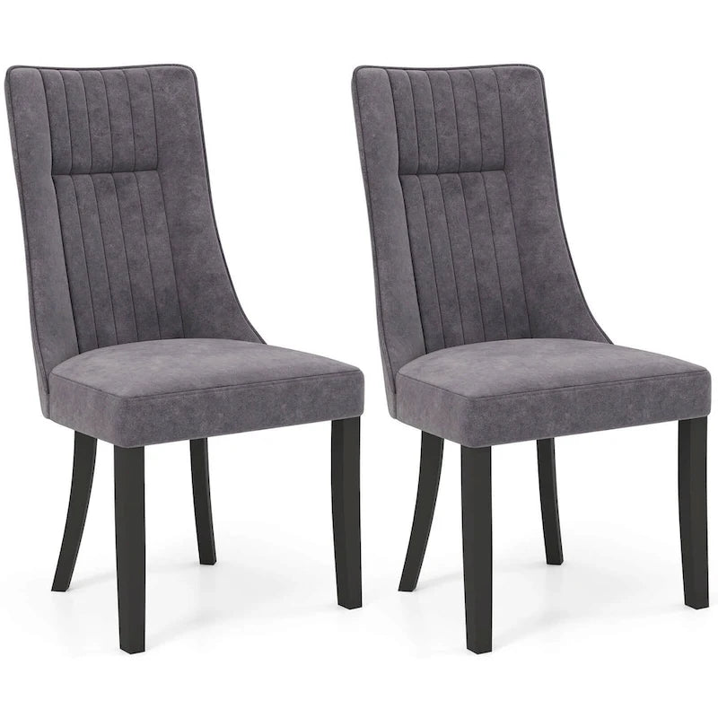 Costway Channel Tufted Dining Chairs Set of 2/4 with High Backrest