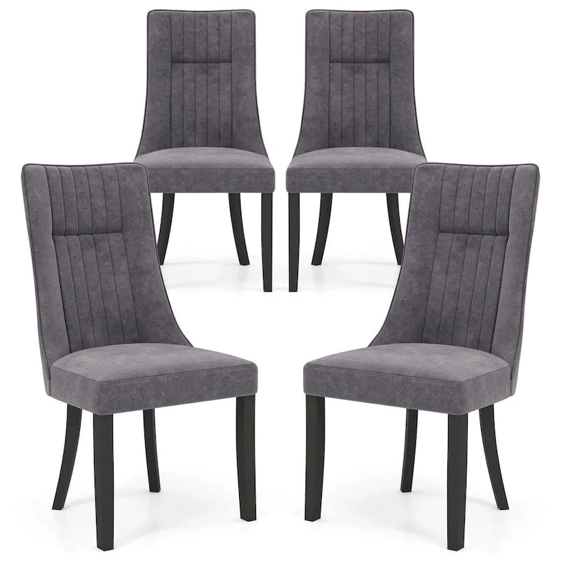 Costway Channel Tufted Dining Chairs Set of 2/4 with High Backrest
