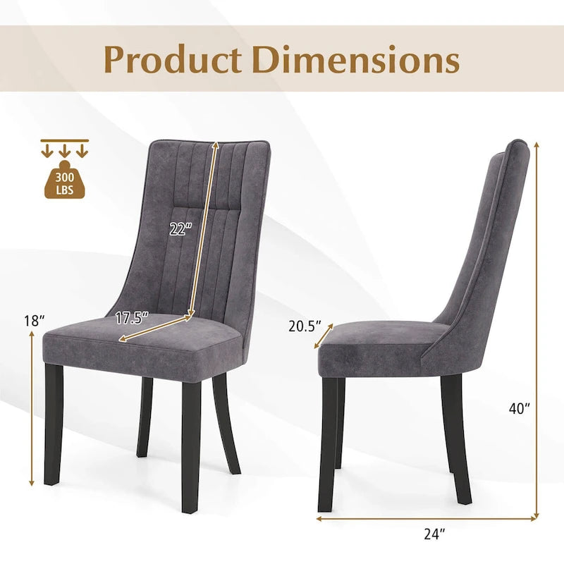 Costway Channel Tufted Dining Chairs Set of 2/4 with High Backrest