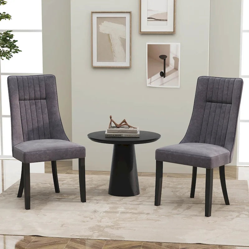 Costway Channel Tufted Dining Chairs Set of 2/4 with High Backrest