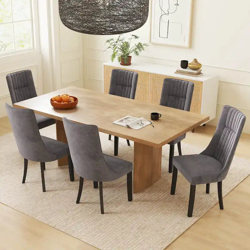 Costway Channel Tufted Dining Chairs Set of 2/4 with High Backrest