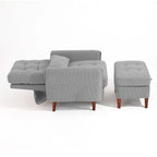 Adjustable Backrest Upholstered Accent Chair with Storage Ottoman Set