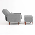 Adjustable Backrest Upholstered Accent Chair with Storage Ottoman Set