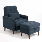 Adjustable Backrest Upholstered Accent Chair with Storage Ottoman Set