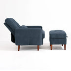 Adjustable Backrest Upholstered Accent Chair with Storage Ottoman Set
