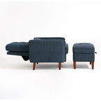 Adjustable Backrest Upholstered Accent Chair with Storage Ottoman Set