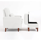 Adjustable Backrest Upholstered Accent Chair with Storage Ottoman Set