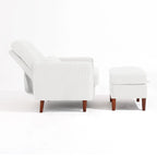 Adjustable Backrest Upholstered Accent Chair with Storage Ottoman Set