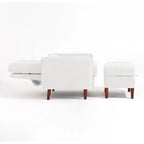 Adjustable Backrest Upholstered Accent Chair with Storage Ottoman Set