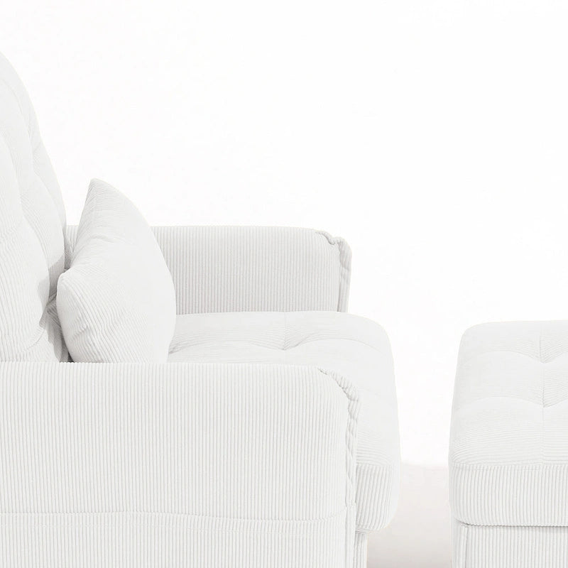 Adjustable Backrest Upholstered Accent Chair with Storage Ottoman Set